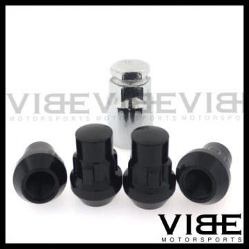 M12X1.5 12X1.5 EXT ACORN BLACK WHEEL LUG NUT LOCKS SET OF 4 WITH KEY