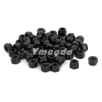 50pcs M3x0.5mm Black Zinc Plated Nylock Self-Locking Nylon Insert Hex Lock Nuts