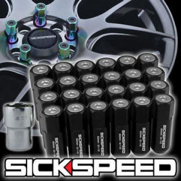 24 BLACK/POLISHED CAPPED ALUMINUM EXTENDED 60MM LOCKING LUG NUTS 12X1.5 L18