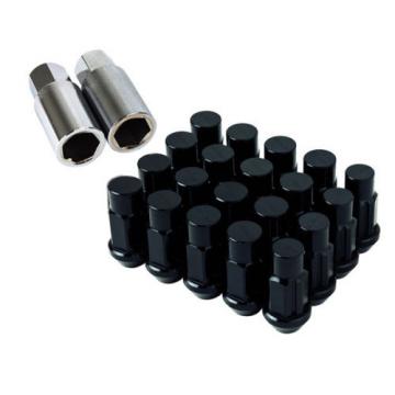 Type-4 50mm Wheel Rim Closed End Lug Nuts 20 PCS Set M12 X 1.5 Black w/ LOCK