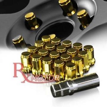 LUG NUTS WHEEL TUNER RACING 20 PCS GOLD ACORN M12 x 1.5MM + KEY LOCK 20 PIECES P