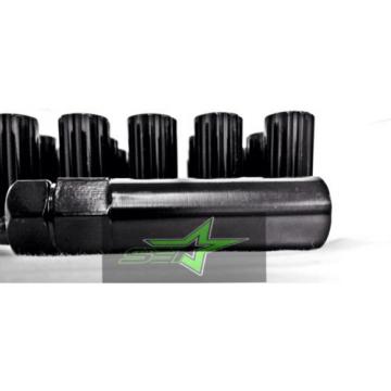 20 BLACK 7 SPLINE LUG NUTS +KEY | 9/16 | DODGE | CHRYSLER | MITSUBISHI | 2&#034; TALL