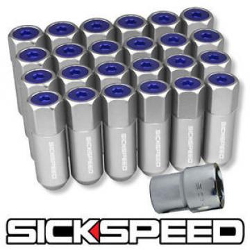 SICKSPEED 24 PC POLISHED/BLUE CAPPED EXTENDED 60MM LOCKING LUG NUTS 1/2x20 L23