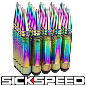 SICKSPEED 20 PC NEO CHROME 5 1/2&#034; LONG SPIKED STEEL LOCKING LUG NUTS 12X1.25 L12