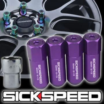 SICKSPEED 4 PC PURPLE CAPPED 60MM EXTENDED TUNER LOCKING LUG NUTS 1/2x20 L25