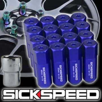 SICKSPEED 16 PC BLUE CAPS ALUMINUM 60MM EXTENDED LOCKING LUG NUTS 12X1.25 L11