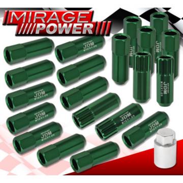 (20 PIECES) UNIVERSAL M12x1.25 ALUMINUM TUNER WHEEL LUG NUTS GREEN + LOCKING KEY