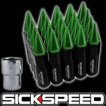 SICKSPEED 20 PC BLACK/GREEN SPIKED ALUMINUM 60MM LOCKING LUG NUTS 12X1.25 L12