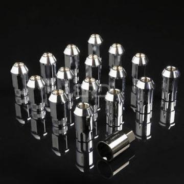 NRG ANODIZED ALUMINUM OPEN END TUNER WHEEL LUG NUT LOCK M12x1.5 CHROME 16 PC+KEY