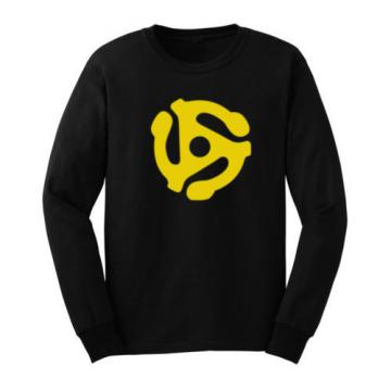 Loo Show Mens DJ 45 RPM ADAPTER Long Sleeve T-Shirts Casual Men Tee