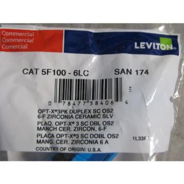 Leviton CAT 5F100-6LC OPT-X Adapter Plate Suplex SC 6 Fibers Zirconia Sleeve NEW