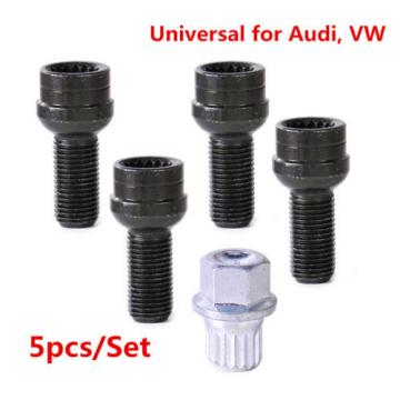 5pcs/Set 17mm Wheel Bolt &amp; Lock Lug Nut Fit For VW Golf Jetta Beetle Passat Audi