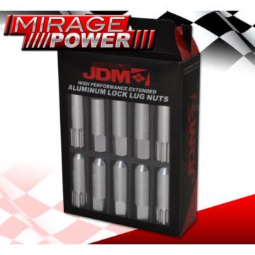 (20 PIECES) UNIVERSAL M12x1.25 ALUMINUM TUNER WHEEL LUG NUTS GRAY + LOCKING KEY