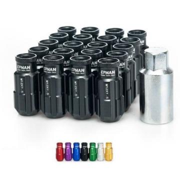 BLACK Tuner Anti-Theft Wheel Security Locking Lug Nuts 51mm M12x1.5 20pcs