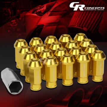 20X RACING RIM ACORN TUNER ALUMINUM WHEEL LOCK LUG NUTS + 1X ADAPTER KEY GOLD