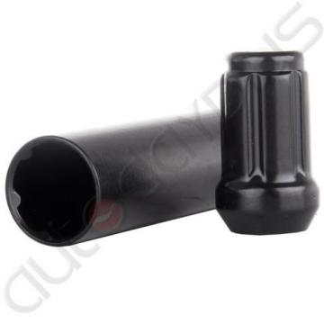 20 X BLACK  SPLINE TUNER RACING LUG NUTS AND 2 LOCK KEYS M12X1.5|1.38 Inch Tall