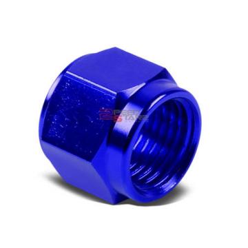 BLUE 6-AN TUBE SLEEVE NUT FLARE FITTING ADAPTER FOR ALUMINUM/STEEL HARD LINE