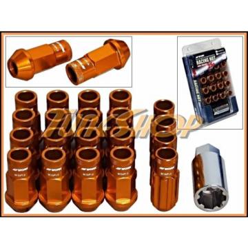 WORK RACING RS-R EXTENDED FORGED ALUMINUM LOCK LUG NUTS 12X1.5 1.5 ORANGE OPEN U