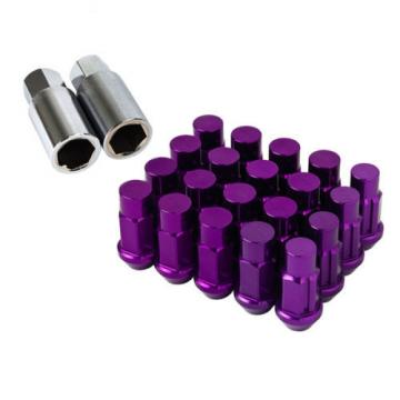 Type-4 50mm Wheel Rim Closed End Lug Nuts 20 PCS Set M12 X 1.5 PURPLE w/ LOCK