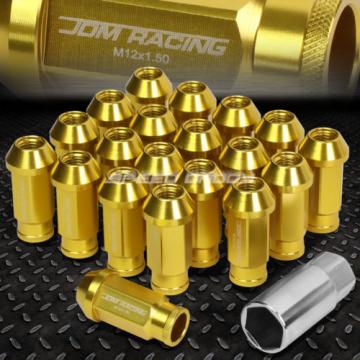 20X RACING RIM 50MM OPEN END ANODIZED WHEEL LUG NUT+ADAPTER KEY GOLD