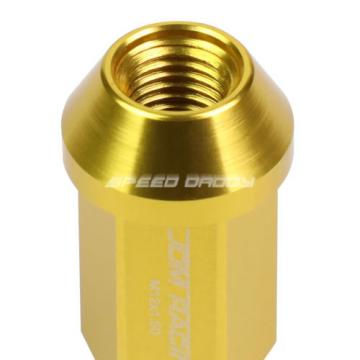 20X RACING RIM 50MM OPEN END ANODIZED WHEEL LUG NUT+ADAPTER KEY GOLD