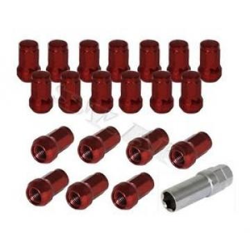 JDM M12 X 1.25MM 20PCS SHORT WHEEL RIMS ACORN CLOSED END LUG NUTS + KEY LOCK RED