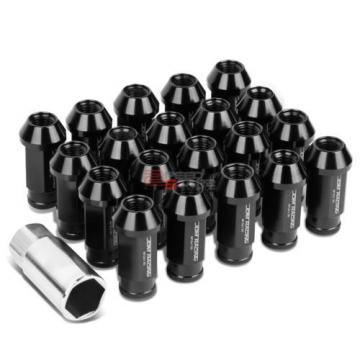 BLACK 50MM M12 X 1.5 ALUMINUM WHEEL RIM LOCK ACORN TUNER LUG NUT+ADAPTER KEY