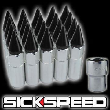 20 POLISH/BLACK SPIKED ALUMINUM EXTENDED 60MM LOCKING LUG NUTS WHEELS 12X1.5 L07