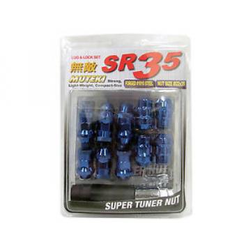 MUTEKI SR35 20PCS WHEELS TUNER LUG + LOCK NUTS (CLOSE END/12X1.5/BLUE) #