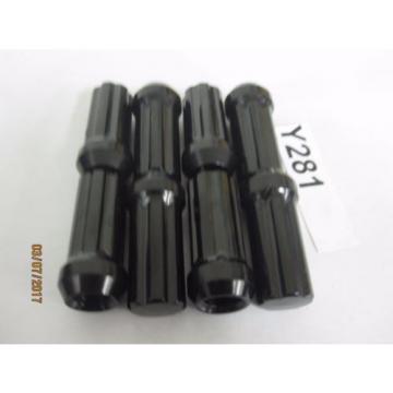 8 QTY 7 SPLINE BLACK LUG NUTS 14X2 NO KEY 2&#039;&#039; OAL