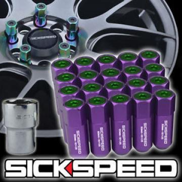 SICKSPEED 20 PURPLE/GREEN CAP ALUMINUM 60MM LOCKING LUG NUTS WHEELS 12X1.25 L12