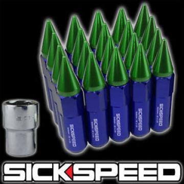 SICKSPEED 20 BLUE/GREEN SPIKED ALUMINUM 60MM LOCKING LUG NUTS WHEELS 12X1.25 L12