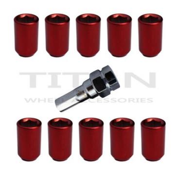 10 Piece Red Chrome Tuner Lugs Nuts | 12x1.5 Hex Lugs | Key Included