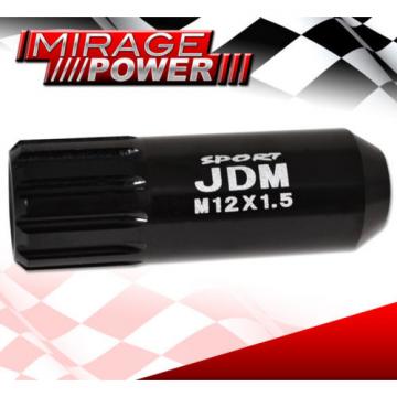 (20 PIECES) UNIVERSAL M12x1.5 ALUMINUM TUNER WHEEL LUG NUTS BLACK + LOCKING KEY