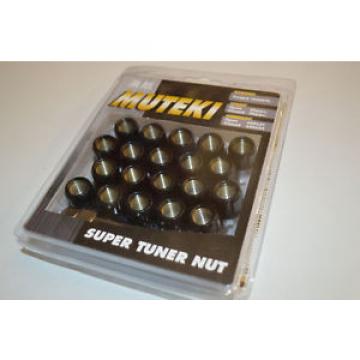 MUTEKI BLACK OPEN END SPLINE TUNER LOCK LUG NUTS 20PCS 12X1.25 ACORN WHEEL RIM