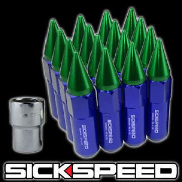 16 BLUE/GREEN SPIKE ALUMINUM EXTENDED 60MM LOCKING LUG NUTS WHEELS 12X1.5 L16