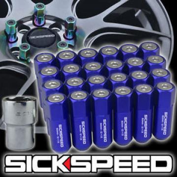 24 BLUE/POLISH CAPPED ALUMINUM EXTENDED 60MM LOCKING LUG NUTS WHEELS 12X1.5 L18