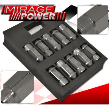 (20 PIECES) UNIVERSAL M12x1.25 ALUMINUM TUNER WHEEL LUG NUTS GRAY + LOCKING KEY