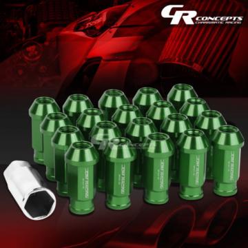 20X RACING RIM ACORN TUNER ALUMINUM WHEEL LOCK LUG NUTS + 1X ADAPTER KEY GREEN