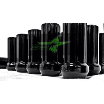 32 BLACK SPLINE LUG NUTS | 9/16 | DODGE MOPAR 2&#034; TALL | + LOCKING SECURITY KEY