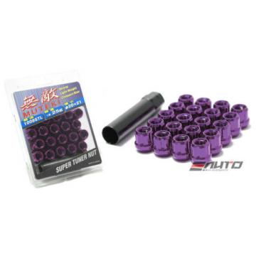 SPLINE 21mm MUTEKI WHEEL LOCK LUG NUT 12x1.5 M12 P1.5 PURPLE OPEN END w/ key b