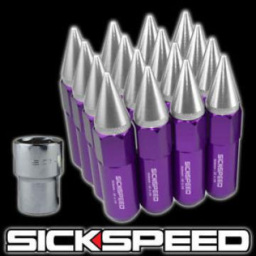 16 PURPLE/POLISHED SPIKED ALUMINUM 60MM EXTENDED LOCKING LUG NUTS 12X1.5 L16