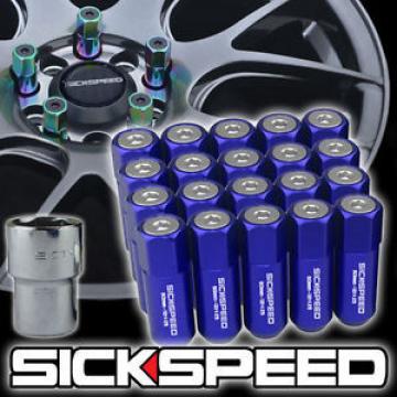 SICKSPEED 20 PC BLUE/POLISHED CAPS ALUMINUM 60MM LOCKING LUG NUTS 12X1.25 L12