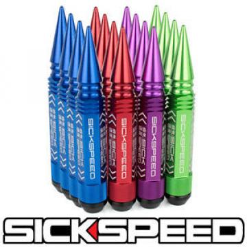 SICKSPEED 16 PC RAINBOW 5 1/2&#034; SPIKED LONG STEEL EXTENDED LOCKING LUG NUTS 14X2