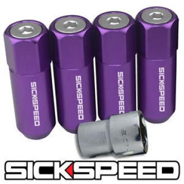 SICKSPEED 4 PC PURPLE/POLISHED CAPPED 60MM EXTENDED LOCKING LUG NUTS 1/2x20 L25