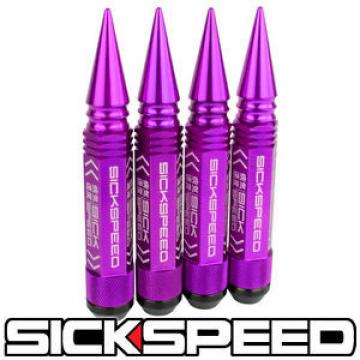 SICKSPEED 4 PC PURPLE 5 1/2&#034; SPIKED STEEL EXTENDED LOCKING LUG NUTS WHEEL 14X2