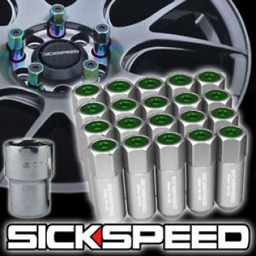 20 POLISHED/GREEN CAP ALUMINUM EXTENDED 60MM LOCKING LUG NUTS WHEELS 12X1.5 L17