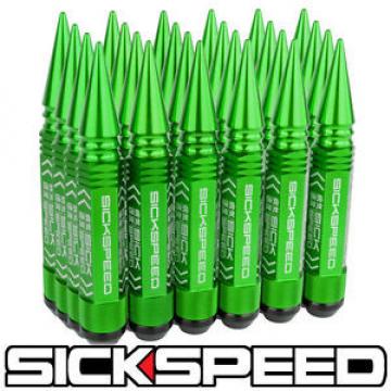 SICKSPEED 24 PC GREEN 5 1/2&#034; LONG SPIKED STEEL LOCKING LUG NUTS 12X1.25 L13