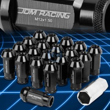 20pcs M12x1.5 Anodized 50mm Tuner Wheel Rim Locking Acorn Lug Nuts+Key Black