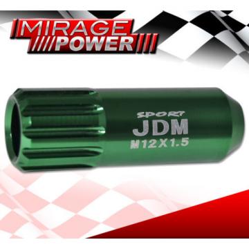 (20 PIECES) UNIVERSAL M12x1.5 ALUMINUM TUNER WHEEL LUG NUTS GREEN + LOCKING KEY